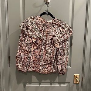 Ulla Johnson Animal Print Crew Neck Top Size S